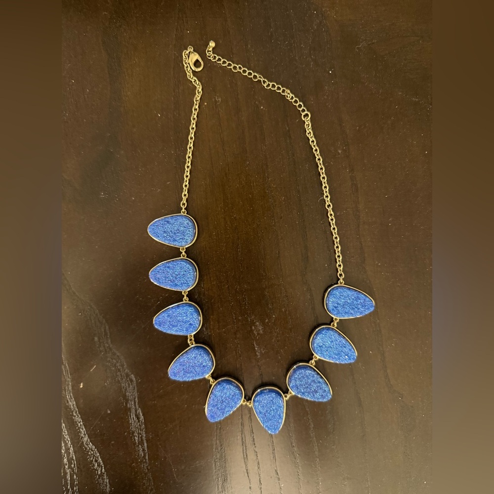 Blue and Gold Teardrop Necklace